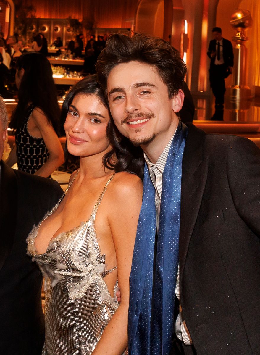 Kylie Jenner, TimothÃ©e Chalamet during the 82nd Annual Golden Globes held at The Beverly Hilton on January 05, 2025 in Beverly Hills, California. (Photo by /Penske Media via Getty Images)