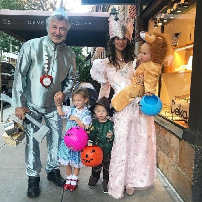 The Baldwin family did the <i>Wizard of Oz</i>. The family-of-five all dressed in character as they went trick-or-treating in NYC. Alec was a good sport as the Tin Man with Hilaria dressing as Glinda the Good Witch. Their adorable kids acted as Dorothy, the Scarecrow and the Cowardly Lion.
Photo: Instagram/@hilariabaldwin