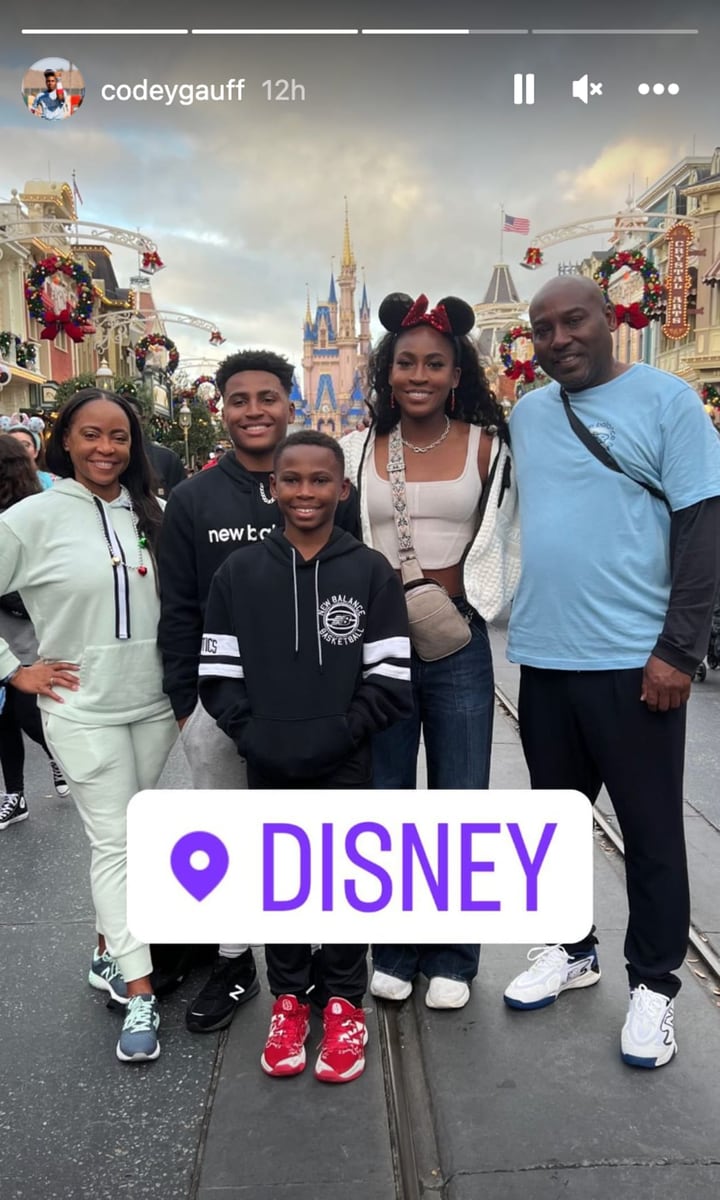 Coco Gauff and her family in Disney