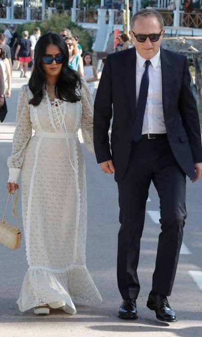 Salma Hayek attends Kimbal Musk's wedding day