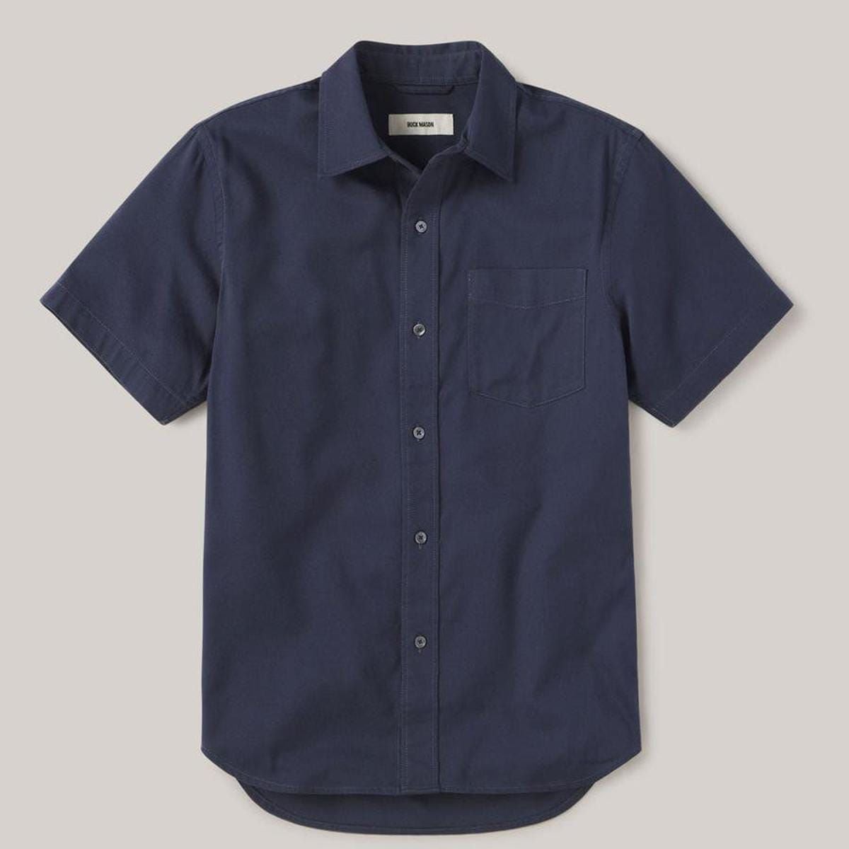 Buck Mason Draped Twill Short Sleeve One Pocket Shirt