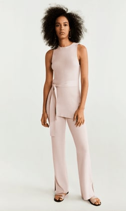 ribbed side slit pants from mango