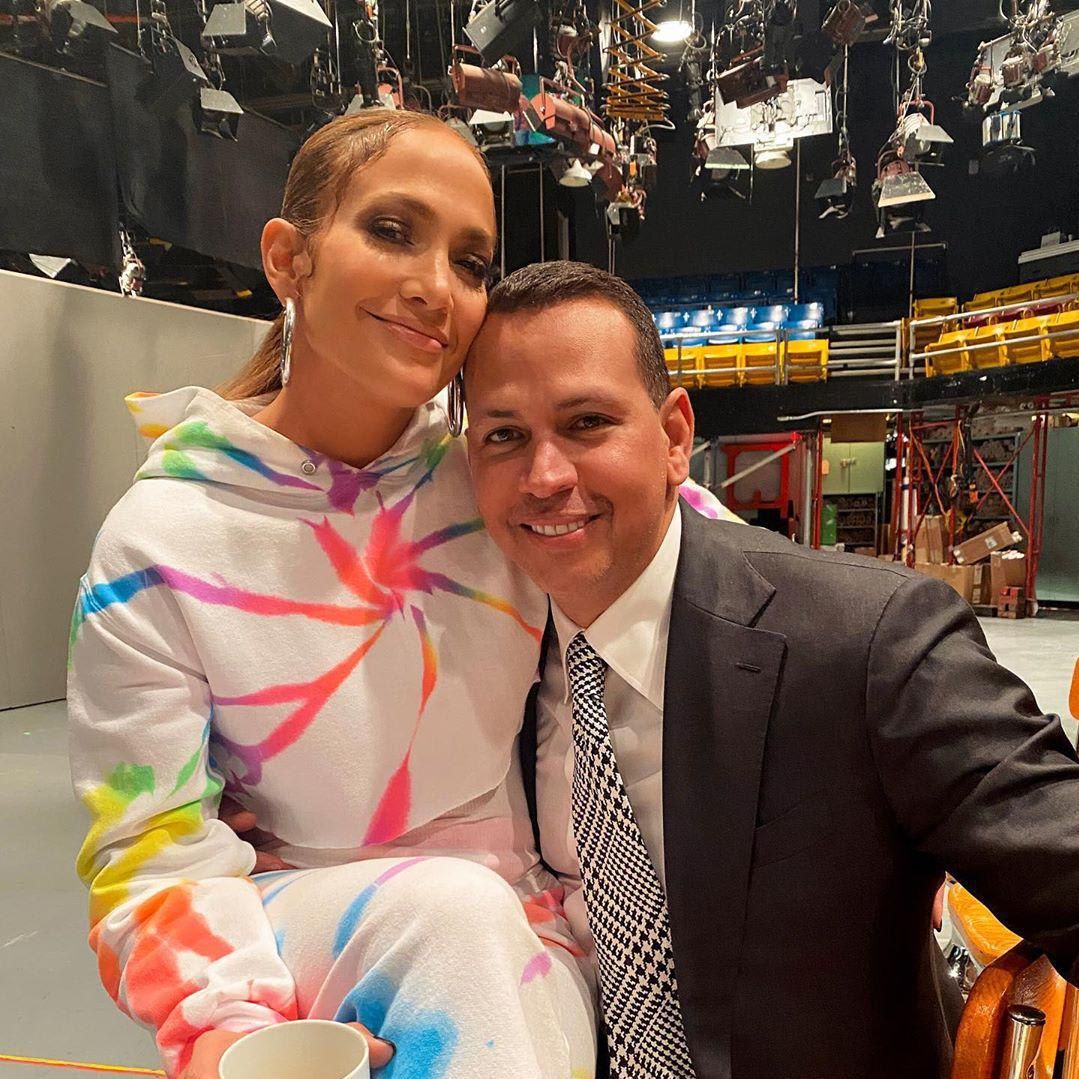 Jennifer Lopez and Alex Rodriguez on set at Saturday Night Live