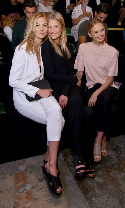 Karlie Kloss, Toni Garrn and Romee Strijd were bosses in the front row at the Boss Womenswear show.
Photo: Ben Gabbe/Getty Images