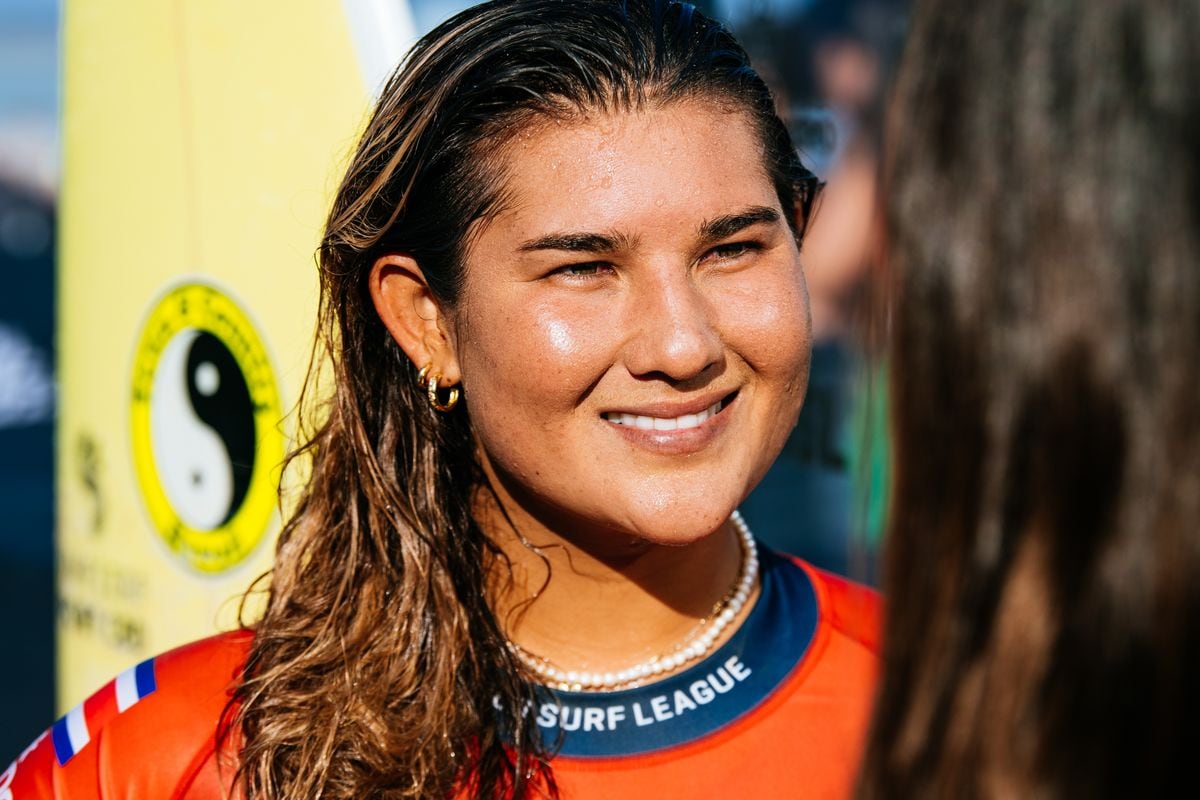 SAQUAREMA, RIO DE JANEIRO, BRAZIL - JUNE 26: Brisa Hennessy of Costa Rica after surfing in Heat 3 of the Elimination Round at the VIVO Rio Pro on June 26, 2024 at Saquarema, Rio De Janeiro, Brazil. (Photo by Thiago Diz/World Surf League via Getty Images)