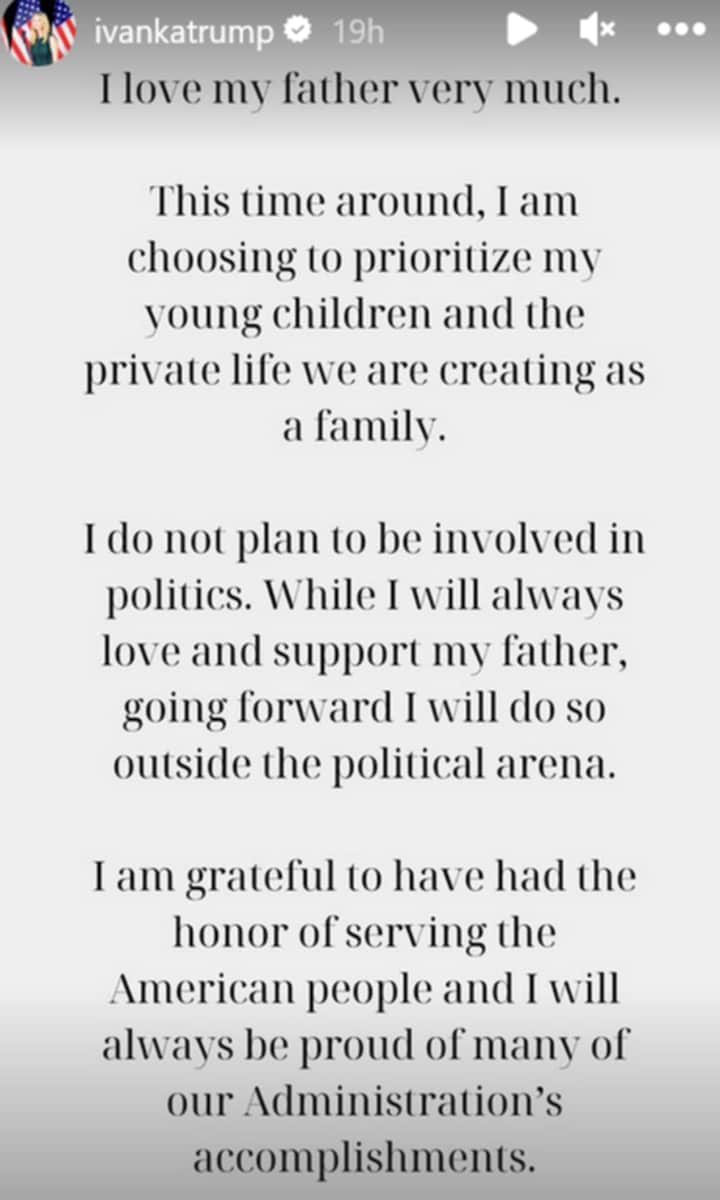 Ivanka Trump statement