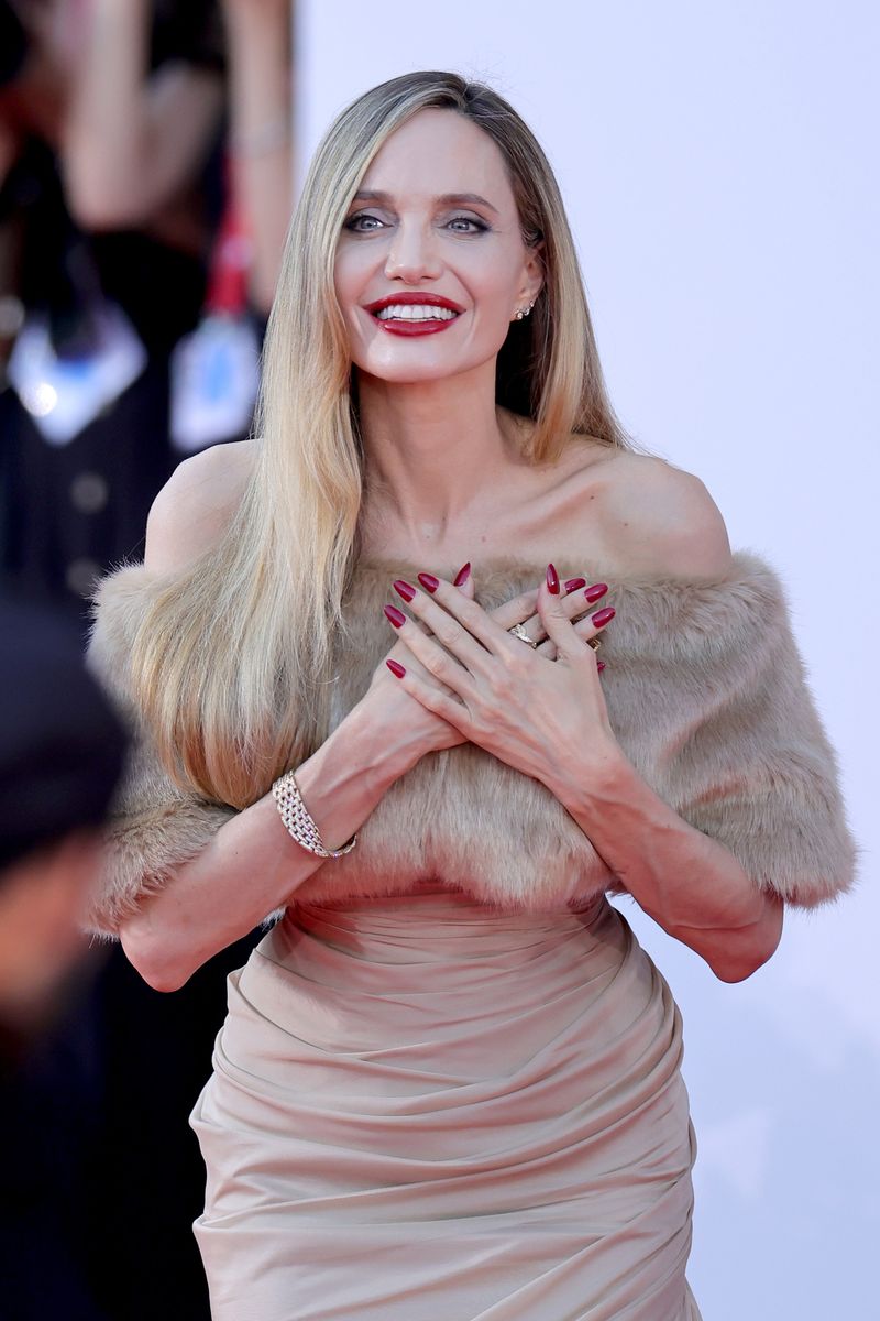 Angelina Jolie attends a red carpet for "Maria" during the 81st Venice International Film Festival