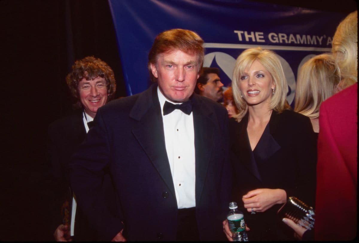 Donald Trump and Marla Maples attend the Grammy Awards in New York City. 