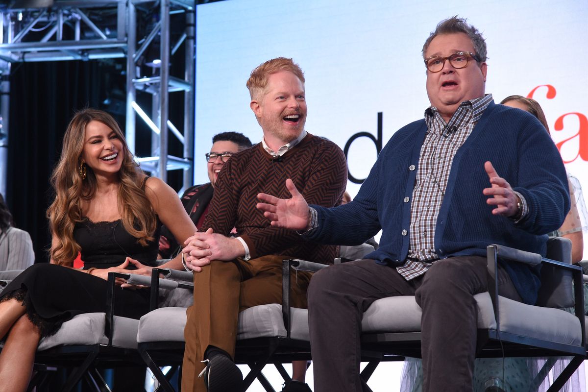 The cast of Modern Family in one of the series' last media panels