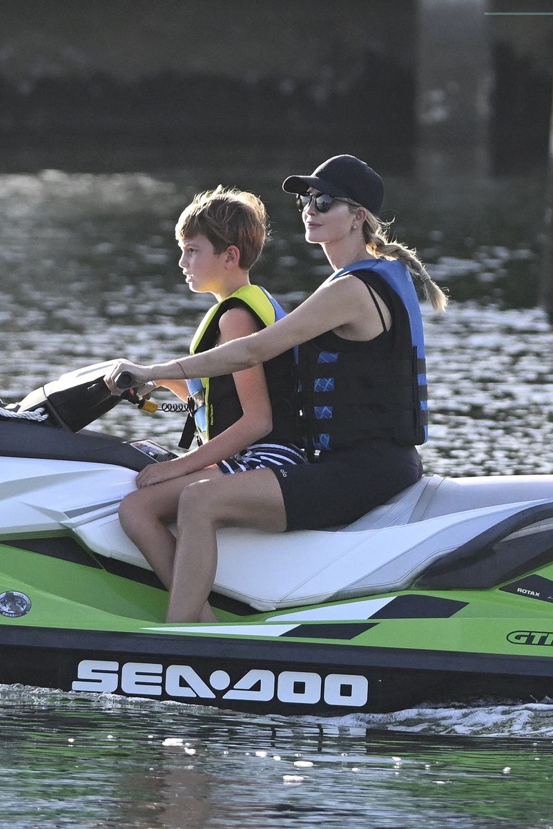  Ivanka Trump takes her son for a fun jet ski ride in Miami, joined by husband Jared Kushner and their children on another watercraft. 