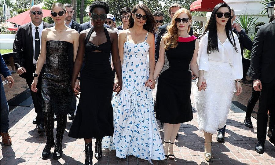 Do we have a Cannes "Fab Five" on our hands? Marion Cotillard, Lupita Nyong'o, Penelope Cruz, Jessica Chastain and Fan BingBing gave us major girl squad envy while heading to a cocktail party for their film <i>355</i>.
Photo: Getty Images