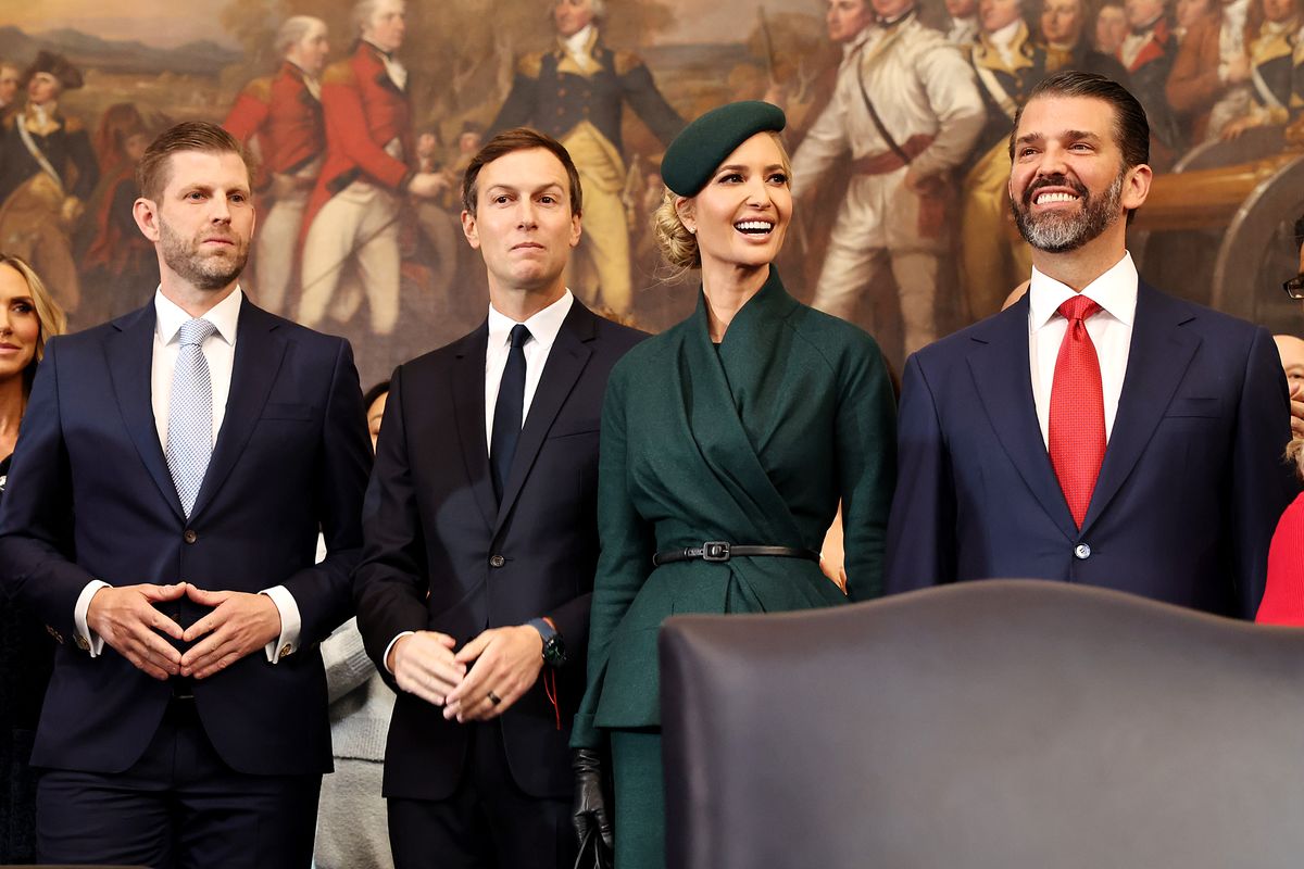 WASHINGTON, DC - JANUARY 20: (L-R) Eric Trump, Jared Kushner, Ivanka Trump and Donald Trump Jr. arrive to the inauguration of U.S. President-elect Donald Trump in the Rotunda of the U.S. Capitol on January 20, 2025 in Washington, DC. Donald Trump takes office for his second term as the 47th president of the United States. (Photo by Chip Somodevilla/Getty Images)