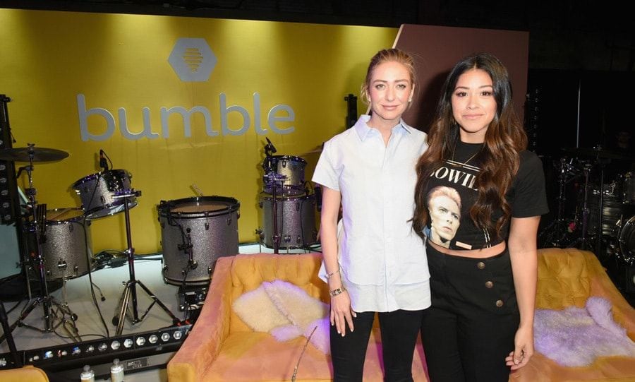 Gina Rodriguez, in a David Bowie t-shirt, joined Bumble founder Whitney Wolfe Herd during the company's Empowering Connections chat in Austin. Though Gina admitted she can't use the dating app to find a man since she is in a relationship, she could use it to find meaningful connections in business.
Photo: Getty Images for Bumble