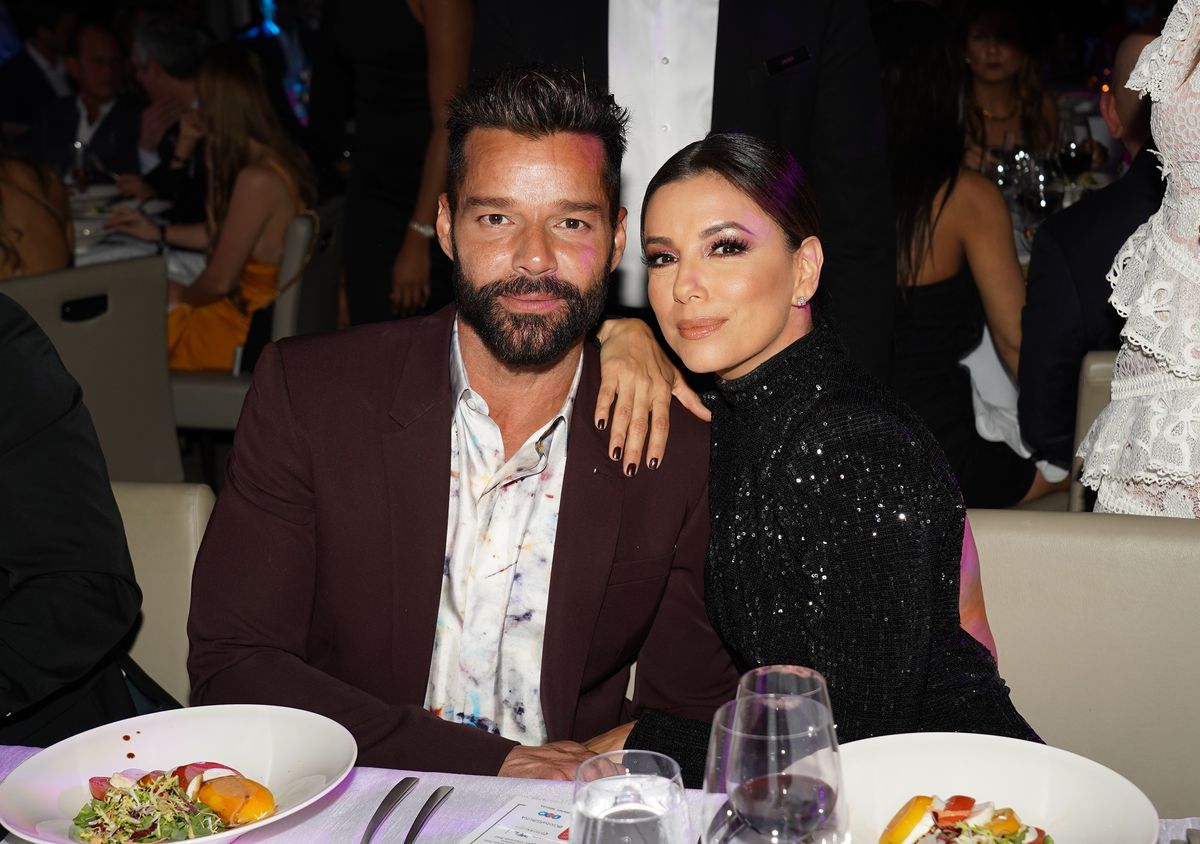 Ricky Martin and Eva Longoria are seen at the Global Gift Gala during Art Basel 2019