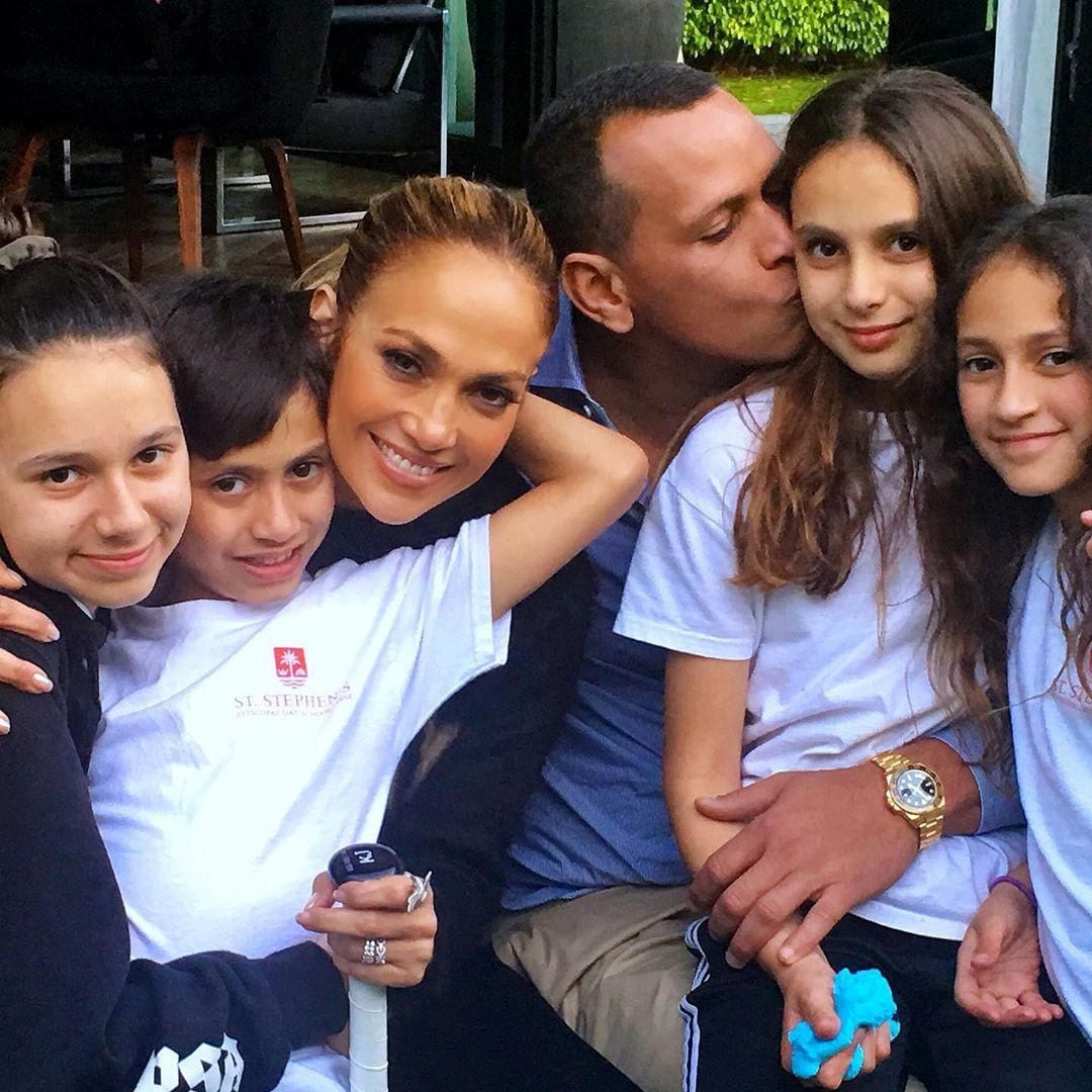 Jennifer Lopez with Alex Rodriguez and family