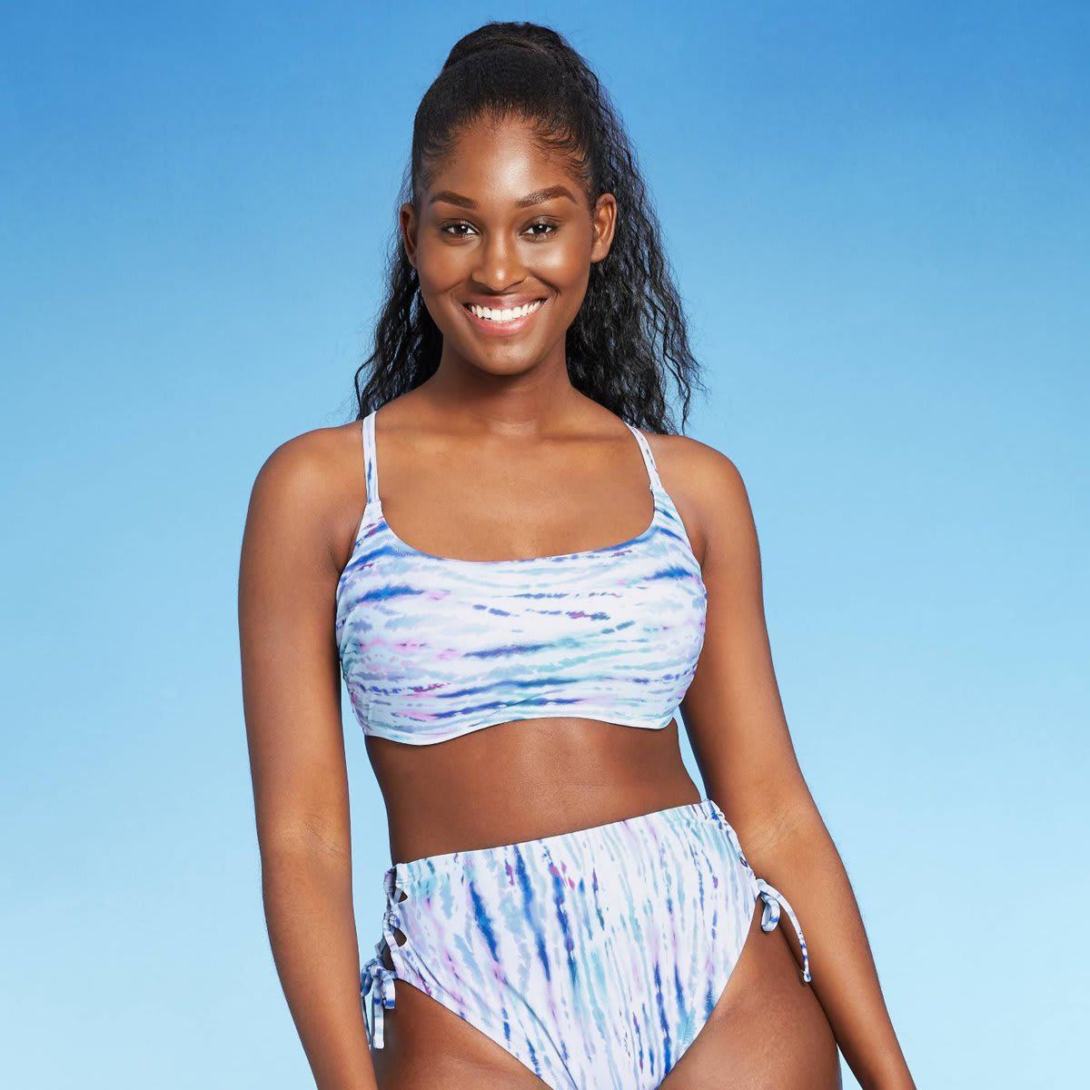 Shade & Shore Blue Tie-Dye Light Lift Square Neck Bikini Set from Target