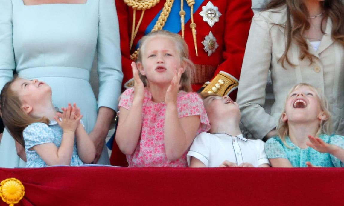 The Queen's great-grandchildren made an adorable (and animated) foursome as they watched the RAF flypast in awe together in 2018.