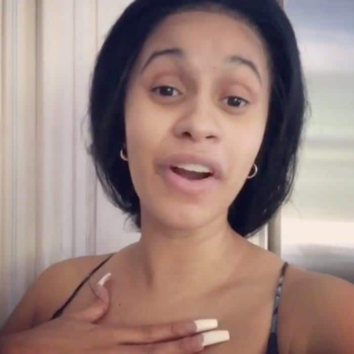 Cardi B makeup free look