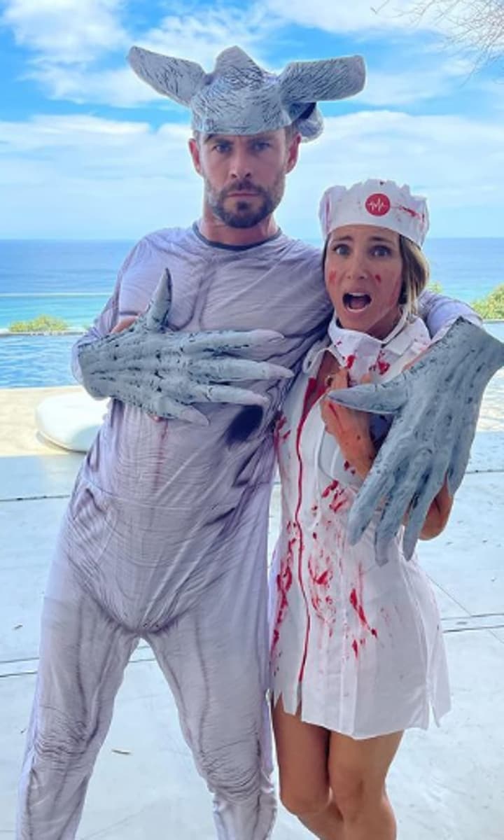 Elsa Pataky & Chris Hemsworth dress up as nurse and demogorgon