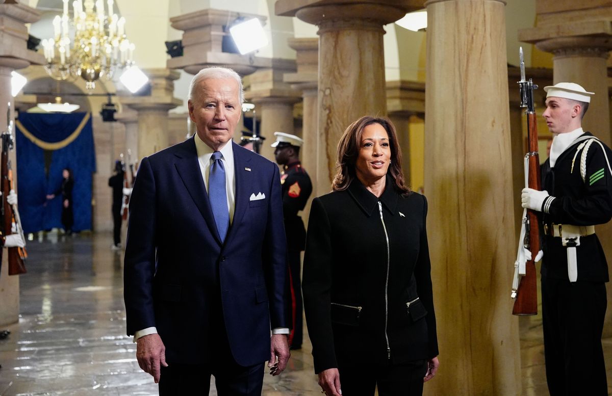 U.S. President Joe Biden and U.S. Vice President Kamala Harris arrive prior to the inauguration of President-elect Donald Trump 