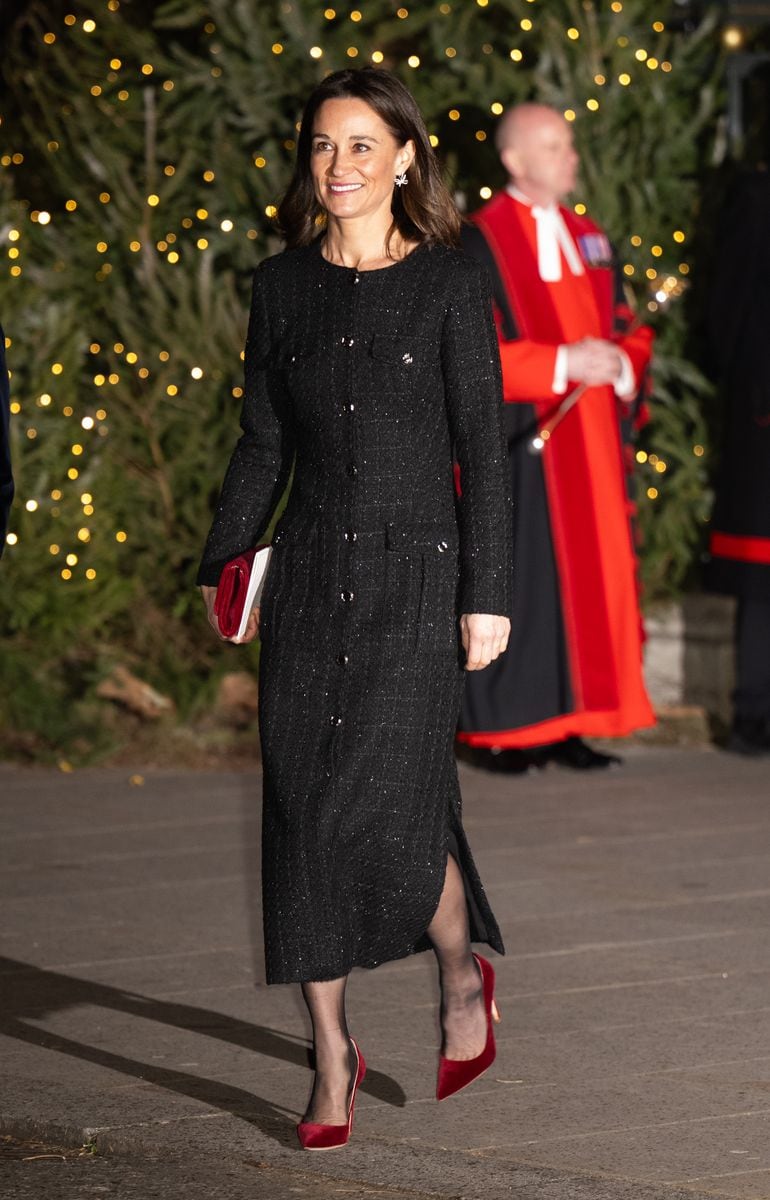 LONDON, ENGLAND - DECEMBER 06: Pippa Middleton attends the 'Together At Christmas' Carol Service at Westminster Abbey on December 06, 2024 in London, England. The Prince and Princess of Wales, along with other members of the Royal Family, attended the annual carol service. Led by The Princess and supported by The Royal Foundation, the event offered a chance to pause and reflect on the profound values of love, compassion, and the vital connections we shareâparticularly during life's most challenging moments. The service also highlighted remarkable individuals from across the UK who have demonstrated extraordinary kindness, empathy, and support within their communities. (Photo by Samir Hussein/WireImage)