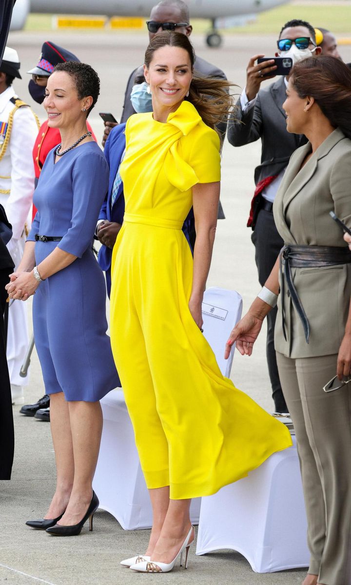 The Duchess of Cambridge wore a sunny yellow dress on March 22