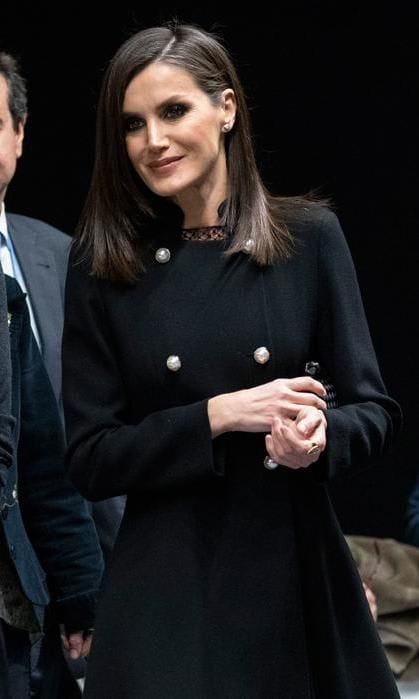 Queen Letizia of Spain stuns in Carolina Herrera coat and BOSS fringe dress