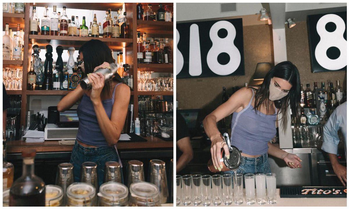 Kendall Jenner is officially a bartender! The businesswoman served her 818 Tequila to fans while visiting the Hamptons