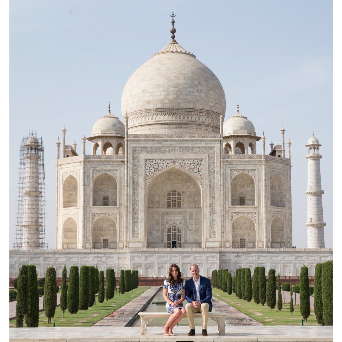 The Duke and Duchess recreated Princess Diana's famous Taj Mahal photo 24 years after the Princess of Wales was pictured sitting on the bench alone.