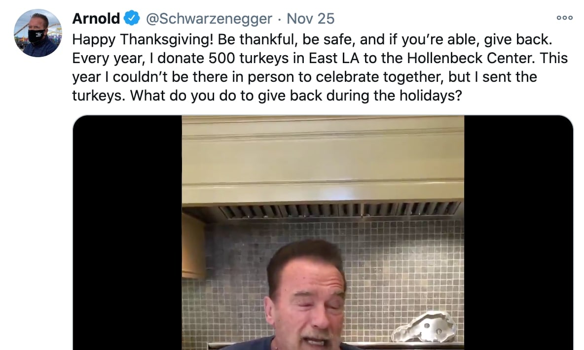 Arnold Schwarzenegger thanksgiving