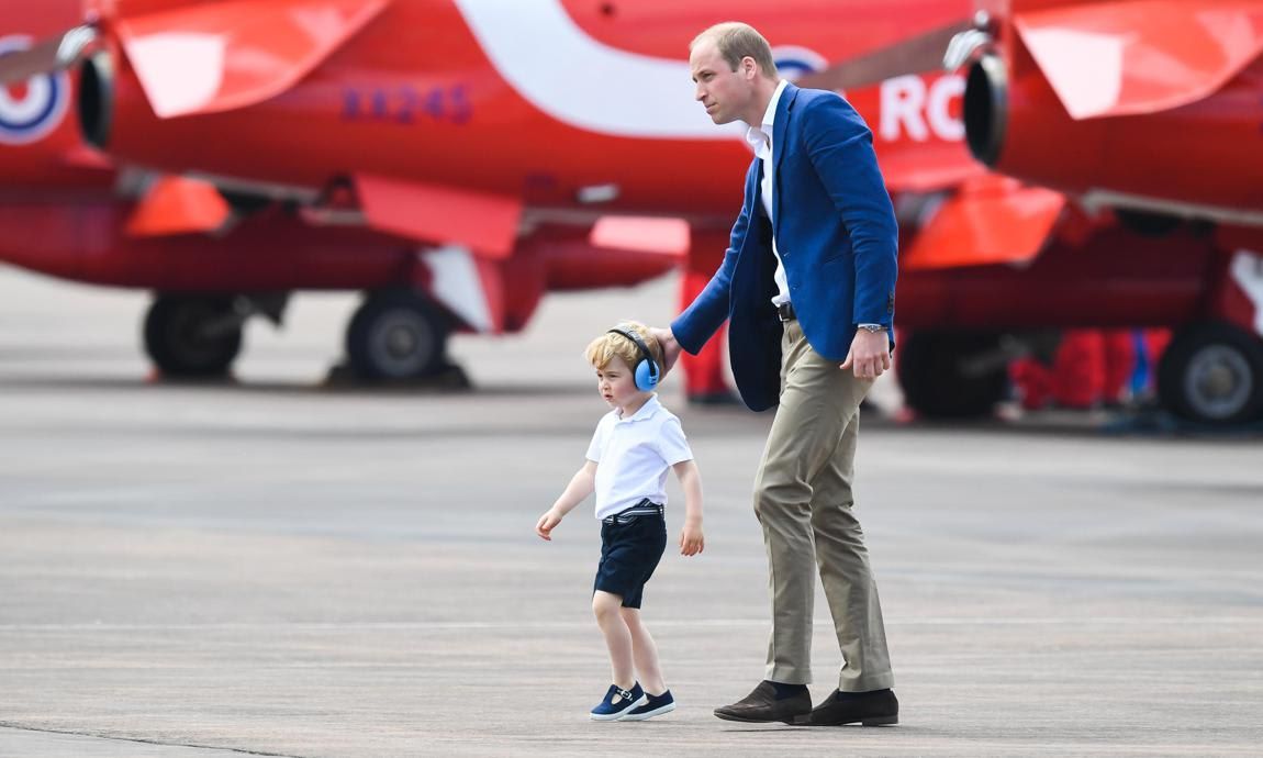 The Duke stayed close to his son at the Royal International Air Tattoo at RAF Fairford in 2016, which marked George's first official engagement in the UK.