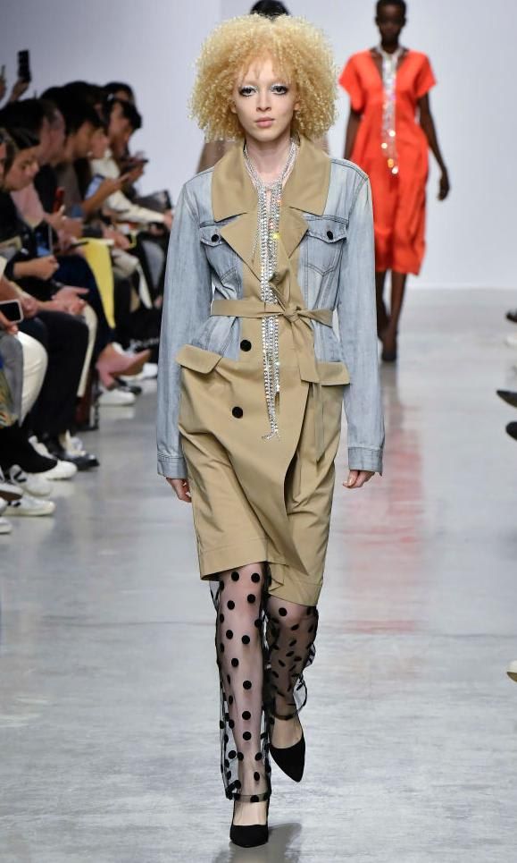 Trench coat with denim detail from Lutz Huelle