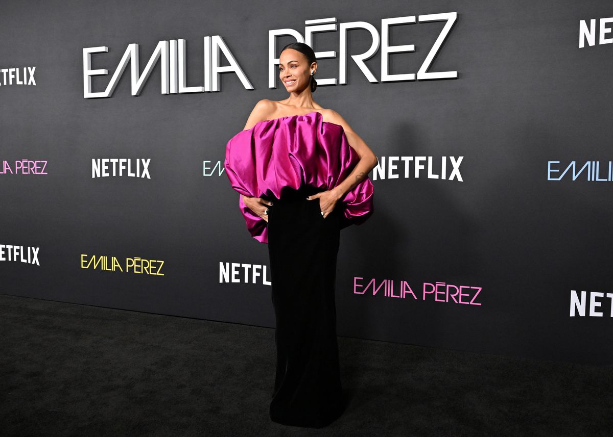 Zoe Saldana attends the Los Angeles Premiere of Netflix's "Emilia Perez" 