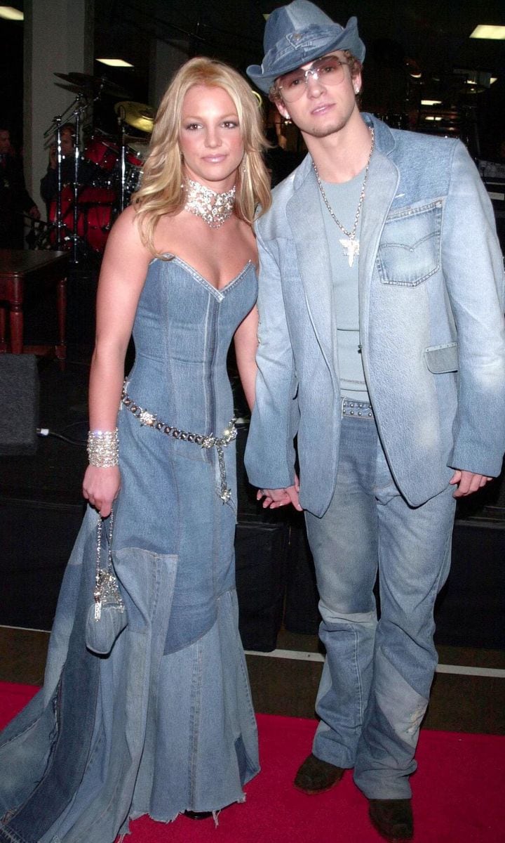 Britney Spears and Justin Timberlake in matching denim looks