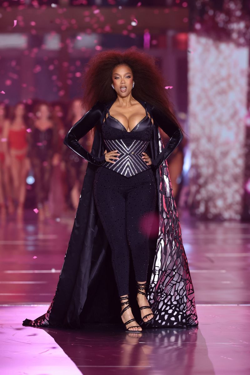 Tyra Banks walks the runway for the Victoria's Secret Fashion Show 2024 on October 15, 2024 in New York City. (Photo by Dimitrios Kambouris/Getty Images for Victoria's Secret)