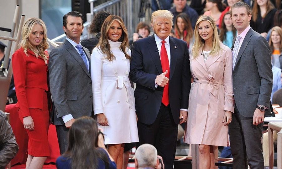 Barron's mother looked polished in a funnel-collared, winter white coat alongside her husband and step-children (Tiffany, Donald Jr., Ivanka and Eric) at NBC's Today Trump Town Hall at Rockefeller Plaza.
Photo: D Dipasupil/FilmMagic