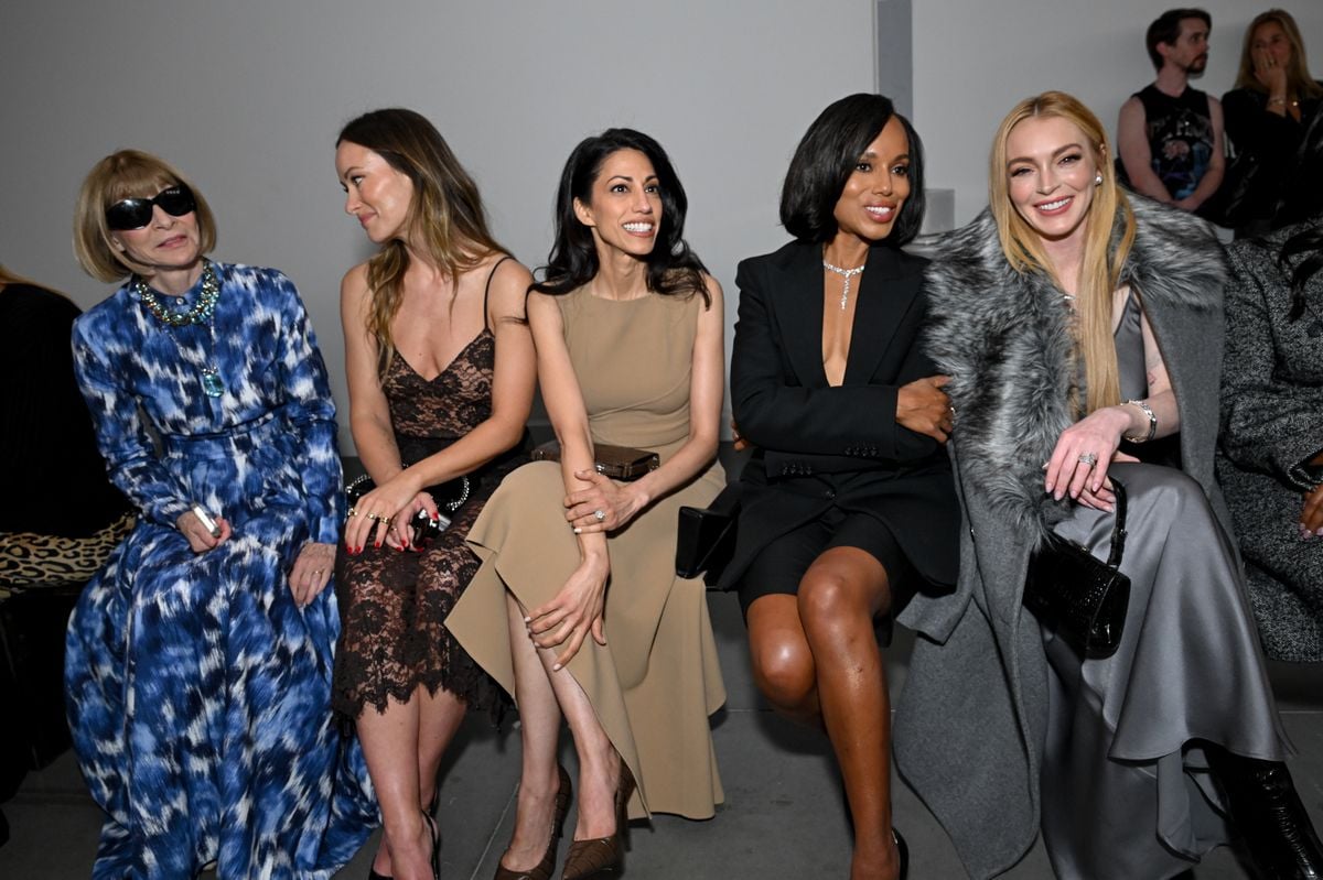 Anna Wintour, Olivia Wilde, Huma Abedin, Kerry Washington and Lindsay Lohan at Michael Kors RTW Spring 2025 as part of New York Ready to Wear Fashion Week 