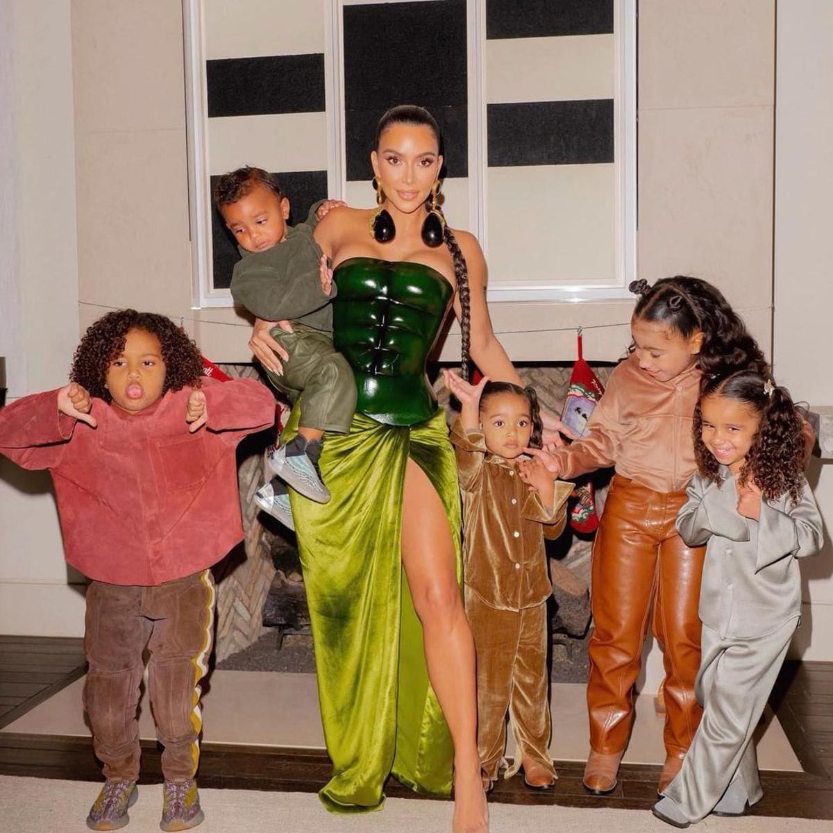 Kim Kardashian and her kids take a family photo