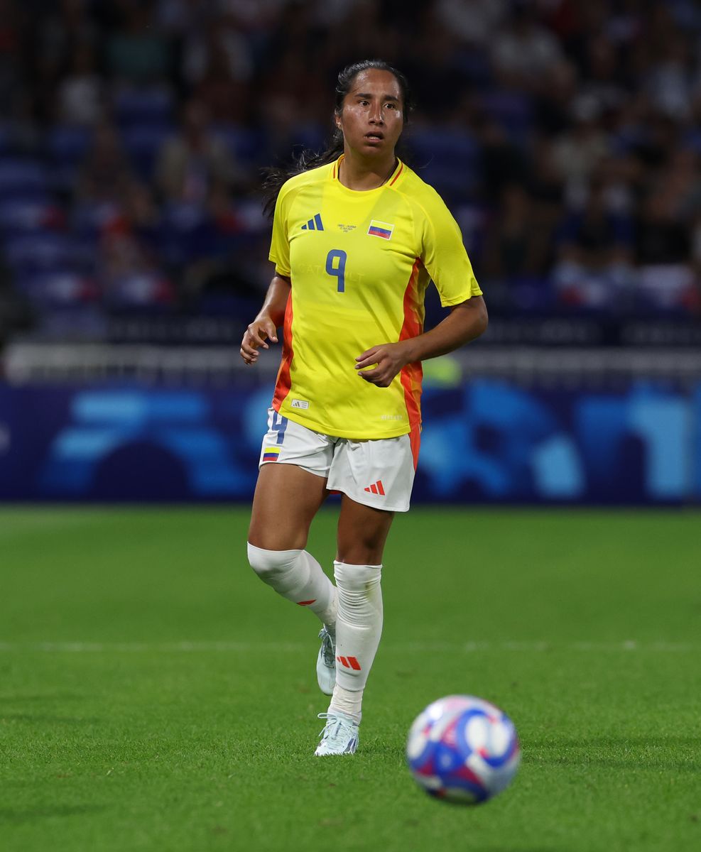 LYON, FRANCE - JULY 25: Mayra Ramirez of Colombia in action during the Women's group A match between France and Colombia during the Olympic Games Paris 2024 at Stade de Lyon on July 25, 2024 in Lyon, France. (Photo by Claudio Villa/Getty Images)