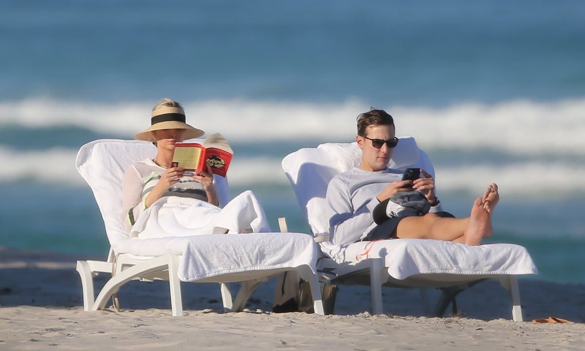 Ivanka and Jared, who both served as advisers to former President Trump, looked relaxed at the beach. The Women Who Work author was photographed reading Mitch Albom's novel The Magic Strings of Frankie Presto, while her husband kept busy on his phone.