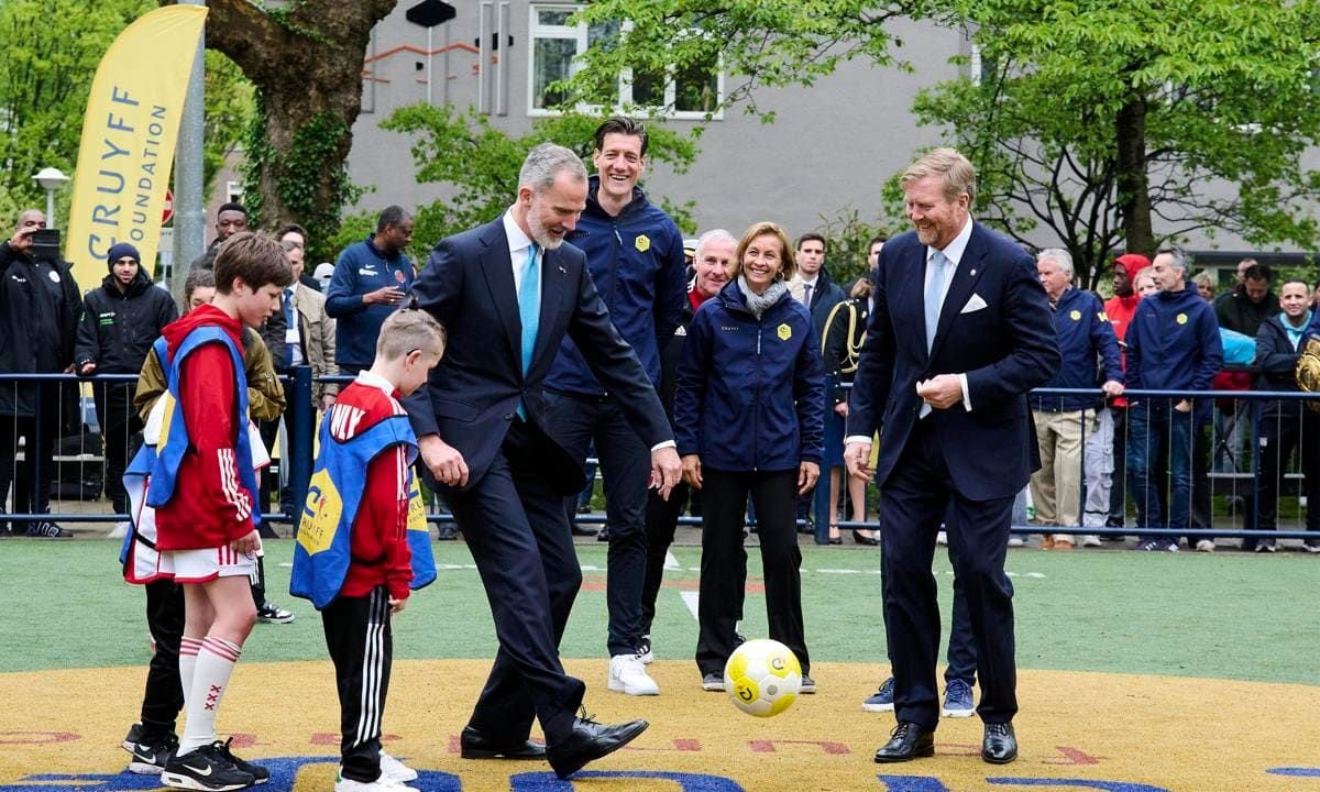 King Felipe of Spain showed off his soccer skills