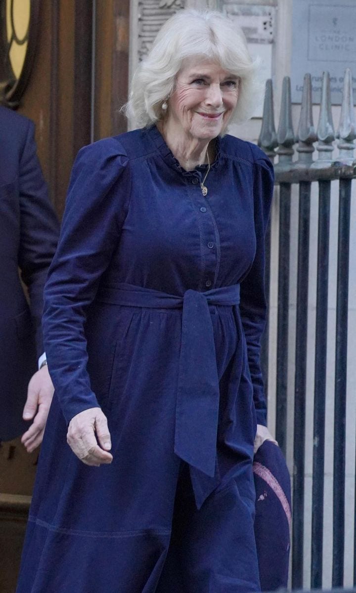 Queen Camilla said her husband is fine as she left the London Clinic on Jan. 26