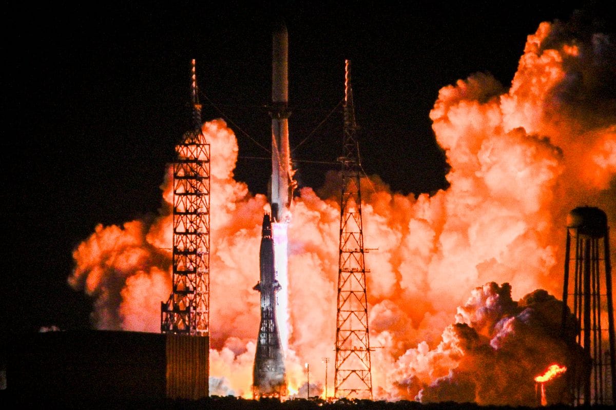 The Blue Origin New Glenn rocket lits off at Launch Complex 36 at Cape Canaveral Space Force Station