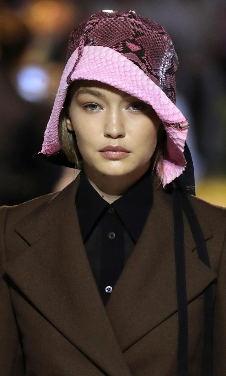 Gigi Hadid walking the Prada catwalk