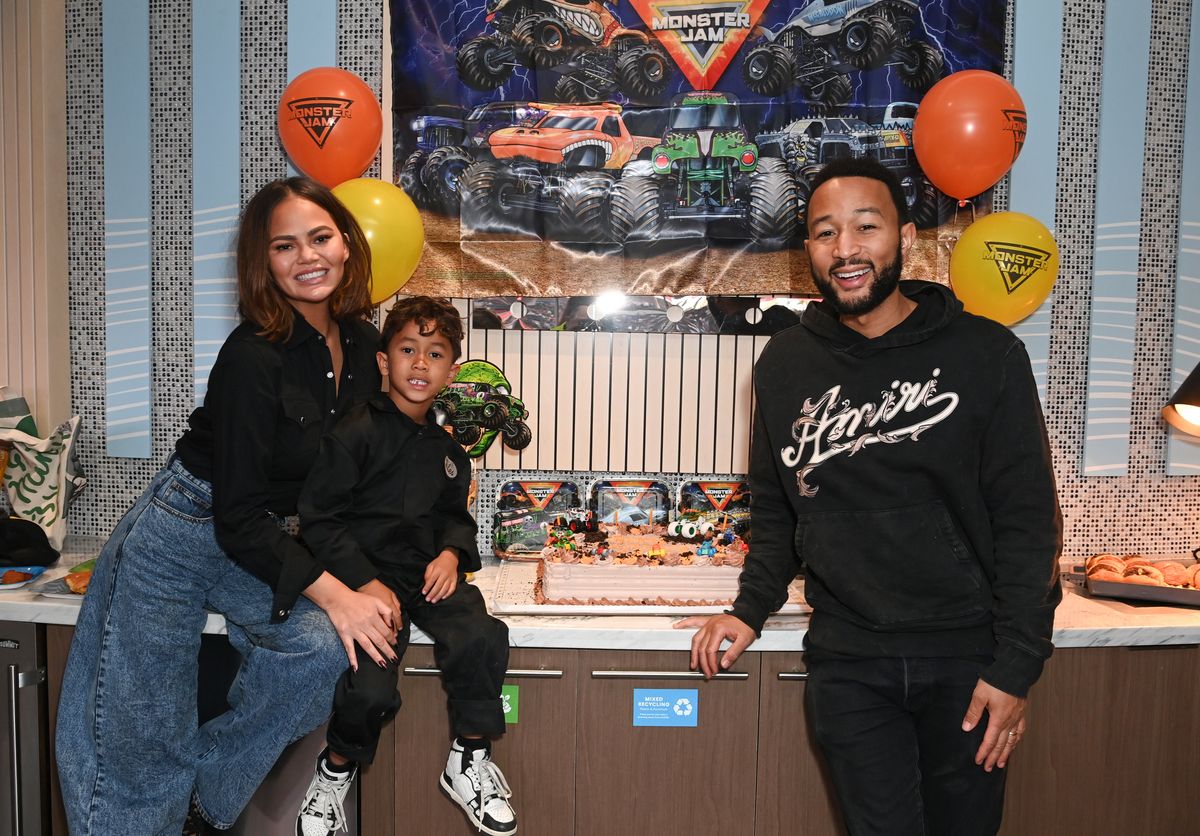 Chrissy Teigen and John Legend celebrate their son Miles' 6th birthday at Monster Jam World Finals at SoFi Stadium