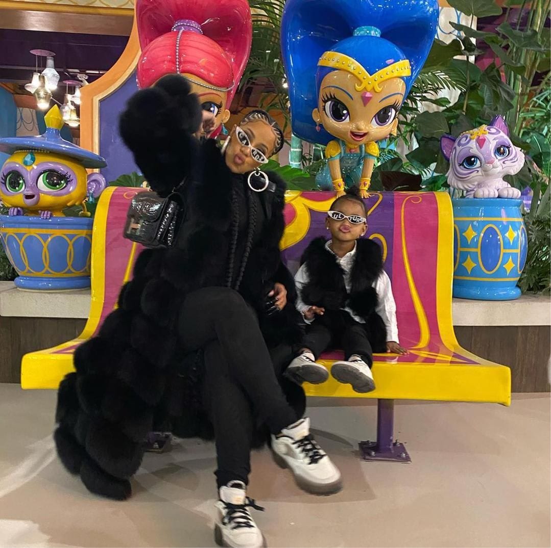 Cardi B and Kulture rock matching outfits