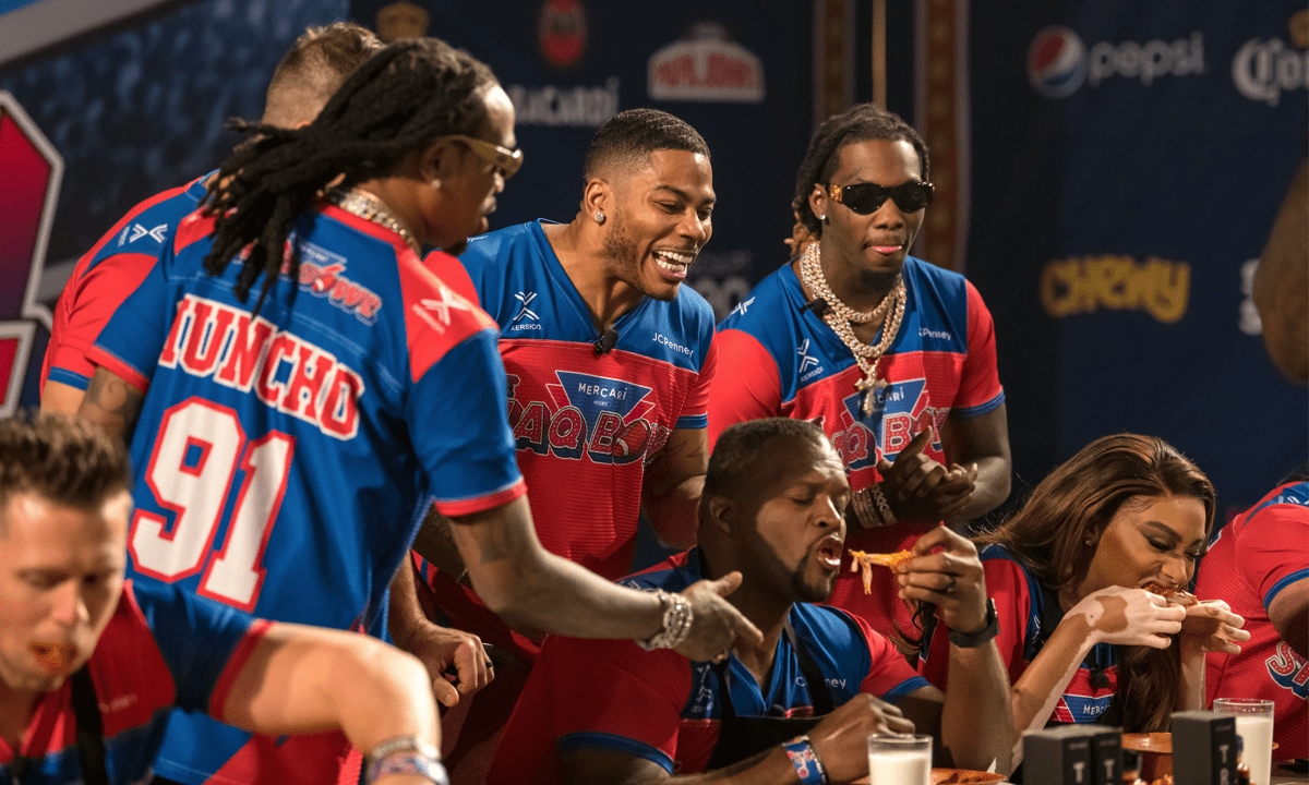 Celebrities competing at the Shaq Bowl Hot Wing eating contest