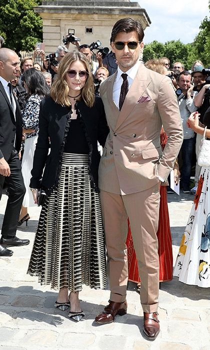 Fashion couple Olivia Palermo and Johannes Huebl were characteristically stylish for their Dior outing.
Photo: Pierre Suu/GC Images