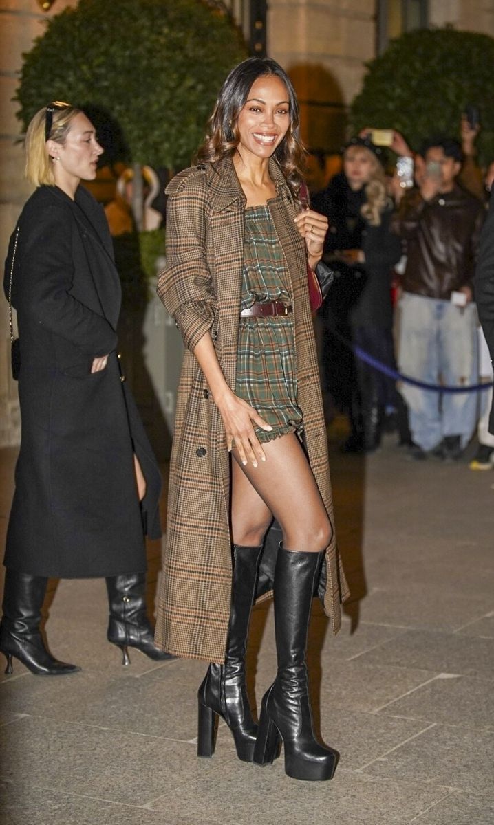 Zoe Saldaña at the Saint Laurent Fall/Winter 2025-2026 Ready-to-Wear show photocall during Paris Fashion Week 