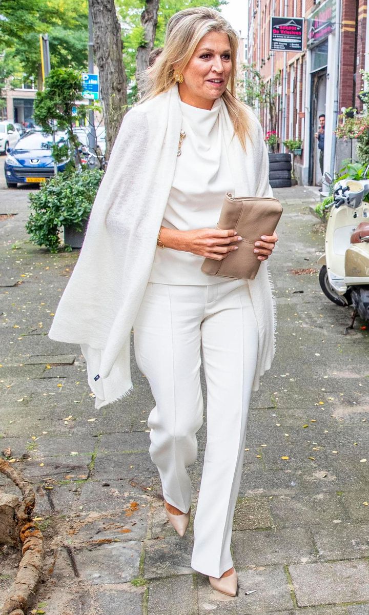 Queen Maxima looked chic in an all white outfit on Sept. 3